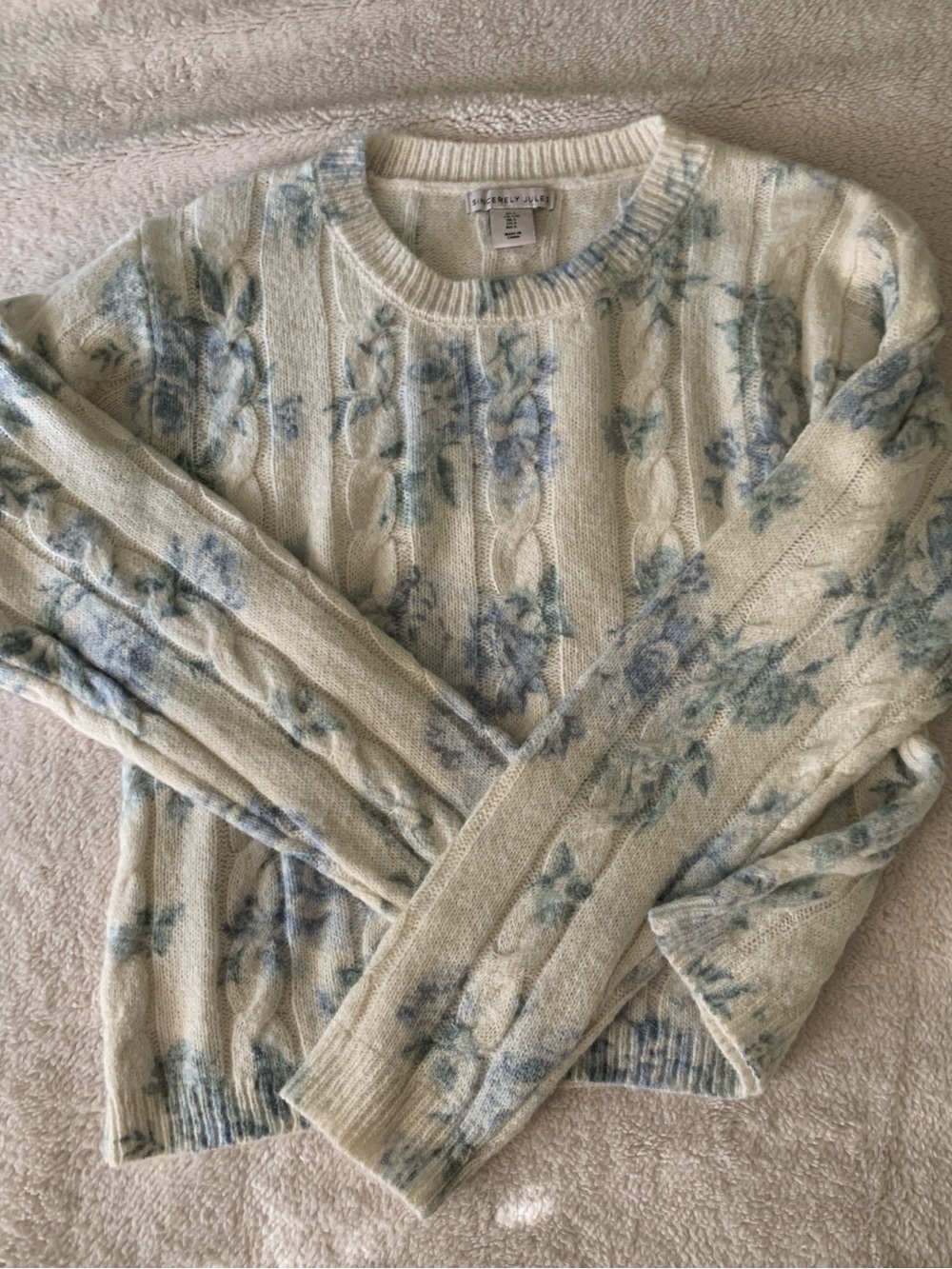 SINCERELY JULES KNIT SWEATER FLORAL LARGE NEW